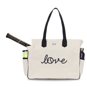 Ame & Lulu Love All Court Bag Tennis Tote Canvas Cream Navy LACB230 NWT $154